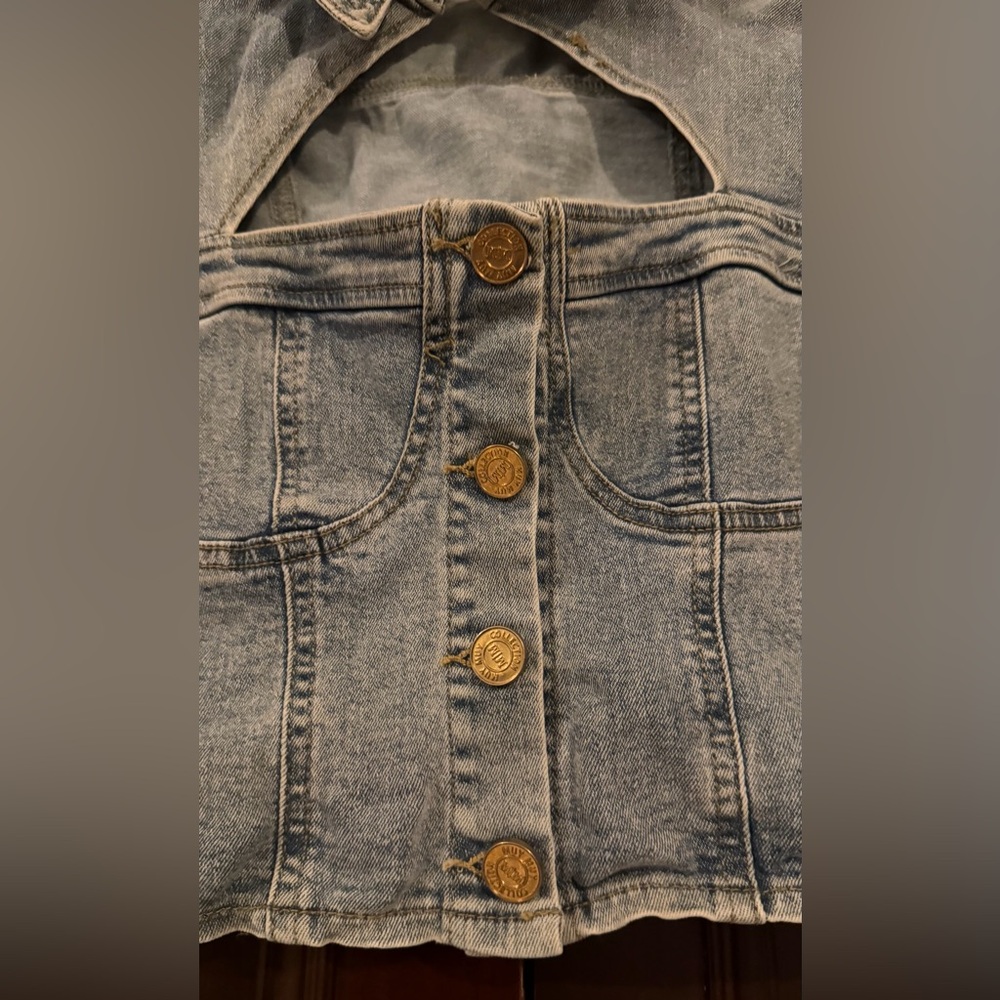 MUY MUY Denim Cropped Shirt Jacket - Picture 3 of 6